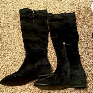Nine West over the knee black suede boots